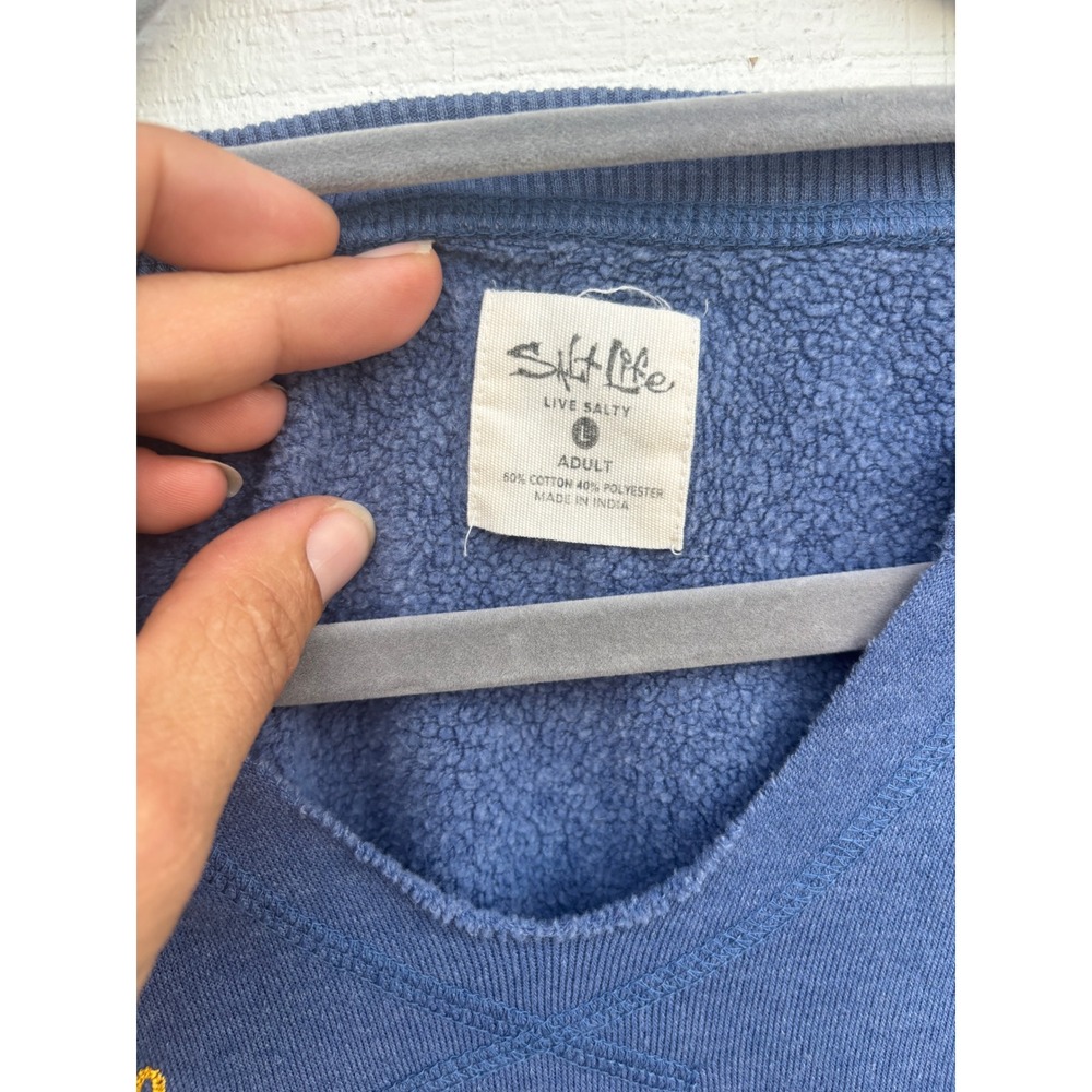 Salty Life Salty Vibes Blue Graphic Sweatshirt Adult Large‎ V Neck Long Sleeve - Picture 3 of 4